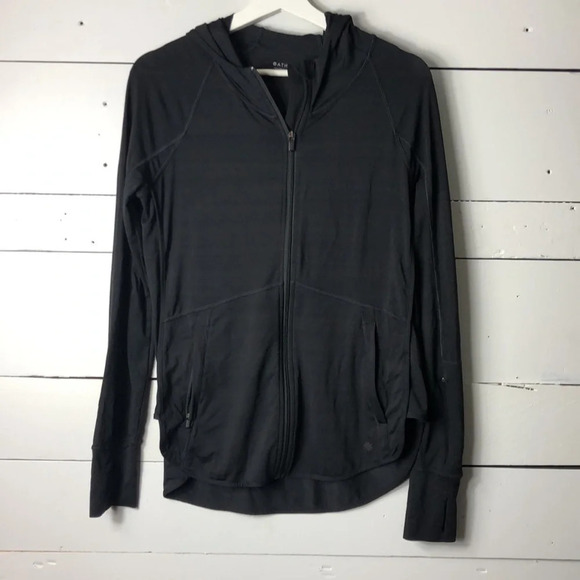 Athleta Zip Up Hoodie With Thumb Holes in Black Size Small - Picture 2 of 8